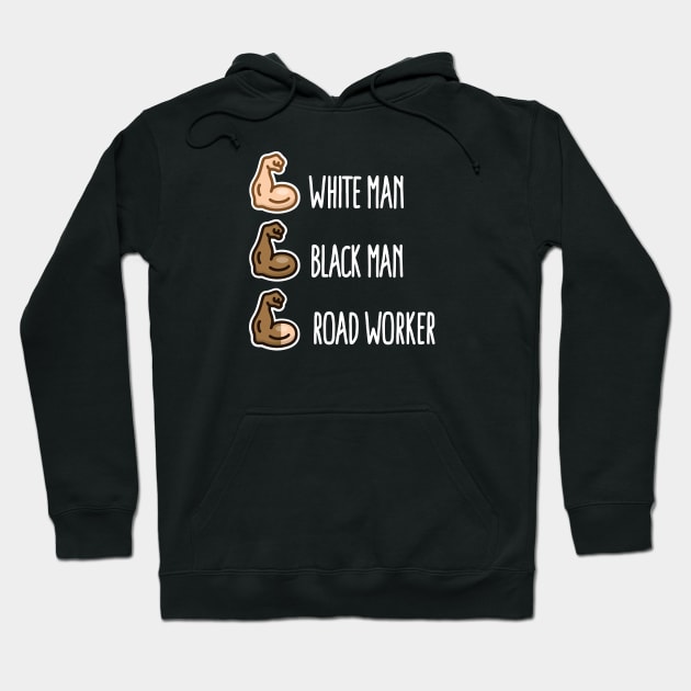 White man black man road worker paving emoticon (light design) Hoodie by LaundryFactory